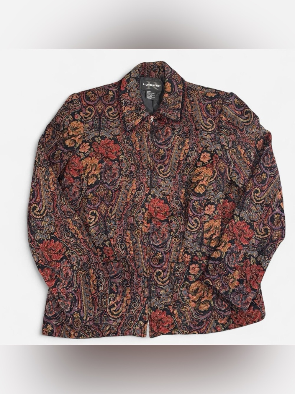 Vintage Floral Tapestry Zip Up Jacket Size 10